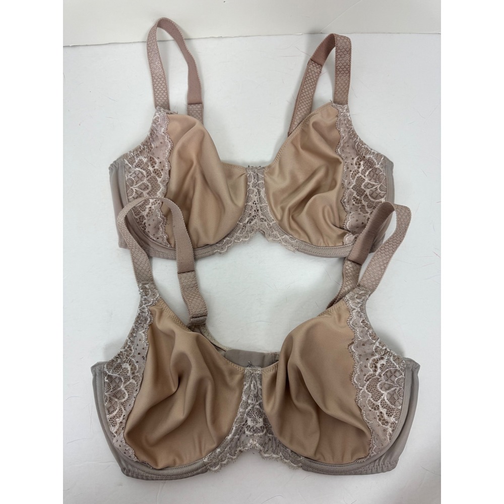 Simone Perele Caresse Minimizer Bra Bundle Beige Lace Trim 34F Underwire